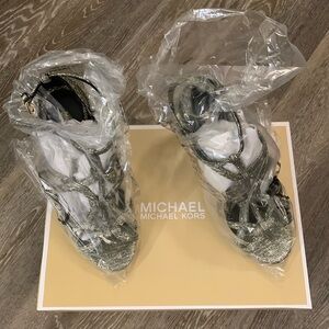 Used Michael Kors Sandra Platform Glitter Chain Mesh Heels